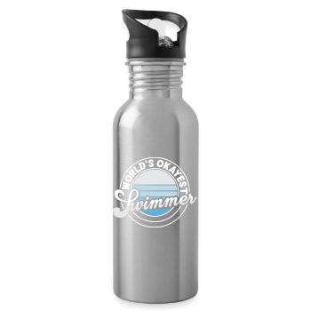 Schwimmen Wassersport Schwimmer Geschenke - Trinkflasche mit integriertem Trinkhalm - Lightsilver - Rechts