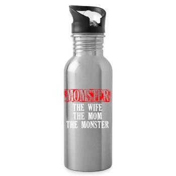 Monster The Wife The Mom Typography Design - Trinkflasche mit integriertem Trinkhalm - Lightsilver - Rechts