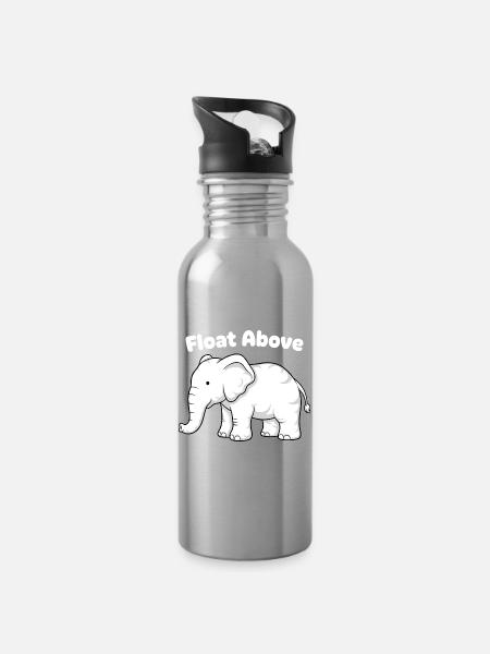 Float Above Elephant - Trinkflasche mit integriertem Trinkhalm - Lightsilver