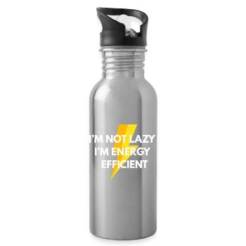 Not lazy – energy efficient Funny Shirt - Water bottle with straw - silver - Right