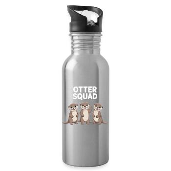 Otter Squad – Gruppen-Power - Trinkflasche mit integriertem Trinkhalm - Lightsilver - Rechts
