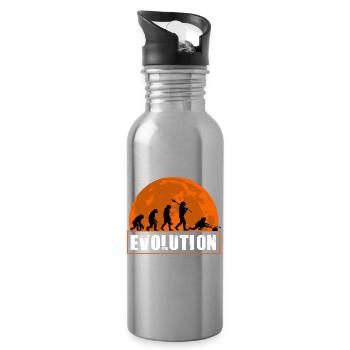 Curling Evolution Silhouette Wintersport Humor - Trinkflasche mit integriertem Trinkhalm - Lightsilver - Rechts