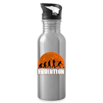 Evolution of Bowling Woman Funny Bowler League Gif - Water bottle with straw - silver - Right