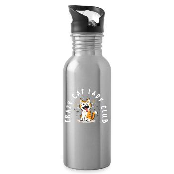 Crazy Cat Lady Club Funny Cats Doodle - Water bottle with straw - silver - Right