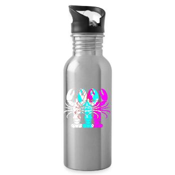 Languste Meeresfrüchte Lobster Hummer - Trinkflasche mit integriertem Trinkhalm - Lightsilver - Rechts
