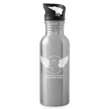 Labrador Angel in Dog Heaven Mourning Farewell - Water bottle with straw - silver - Right
