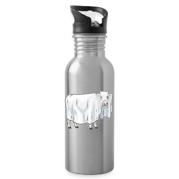 Vache Halloween fantôme - Gourde avec paille intégrée - argent clair - Droite
