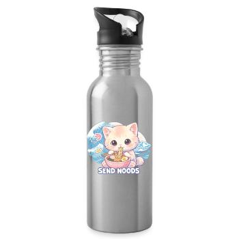 Ramen Katze Kanagawa - Trinkflasche mit integriertem Trinkhalm - Lightsilver - Rechts