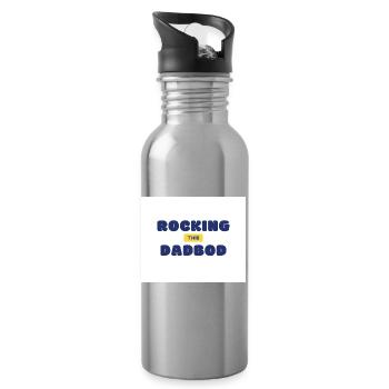 Er rockt diesen Papa-Körper - Trinkflasche mit integriertem Trinkhalm - Lightsilver - Rechts