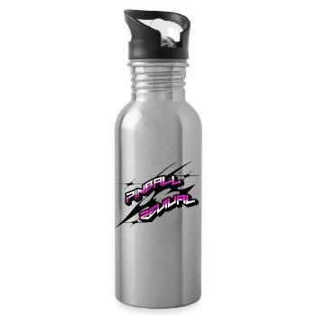 Pinball Revival Neon Retro - Trinkflasche mit integriertem Trinkhalm - Lightsilver - Rechts