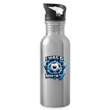 Fussball 6 7 Geburtstag Ich war 6 jetzt bin ich 7 - Trinkflasche mit integriertem Trinkhalm - Lightsilver - Rechts