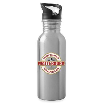 Matterhorn – Legendäre alpine Ikone Europas - Trinkflasche mit integriertem Trinkhalm - Lightsilver - Rechts