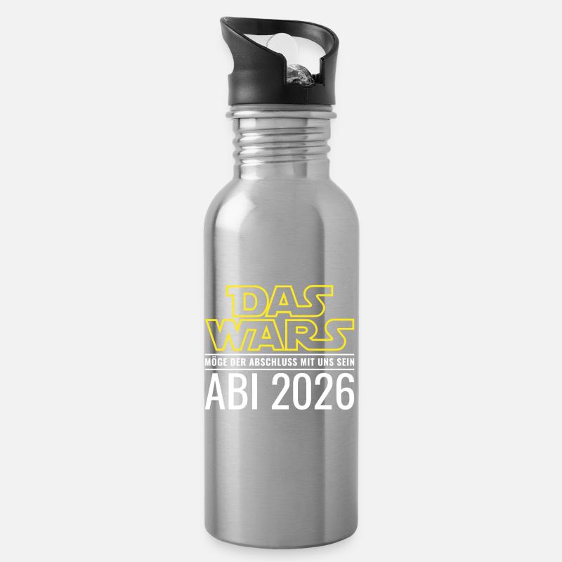 Abi 2026 Das wars Abitur (Abschluss mit uns) - Trinkflasche mit integriertem Trinkhalm - Lightsilver