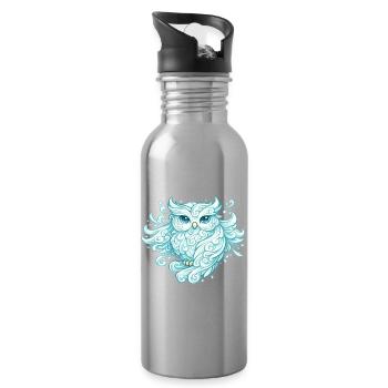 Hibou aérien – animal fait de vent - Gourde avec paille intégrée - argent clair - Droite