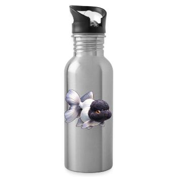 Black & White Oranda High Quality Goldfish - Water bottle with straw - silver - Right