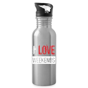 Love Red Paint Splatter Distressed Urban Design - Trinkflasche mit integriertem Trinkhalm - Lightsilver - Rechts