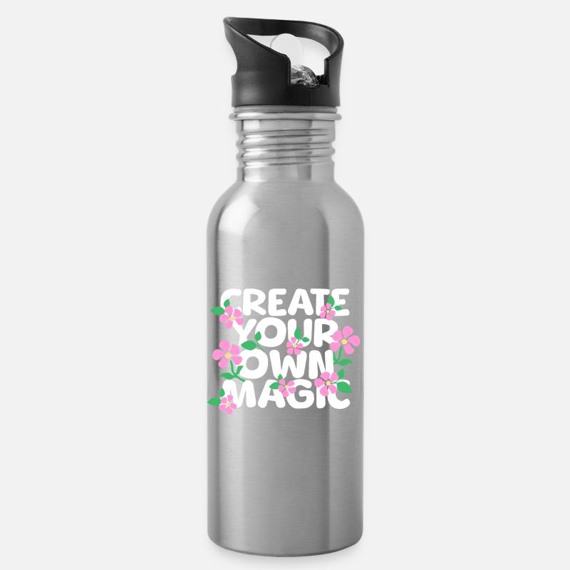 Create Your Own Magic - Water bottle with straw - silver