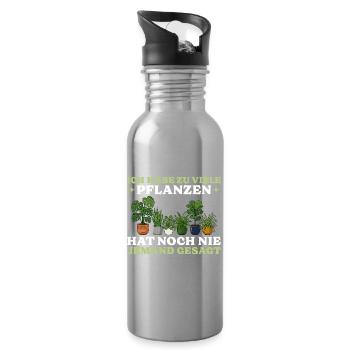 Hobby Gardener Too Many Plants Gardener Gift - Water bottle with straw - silver - Right