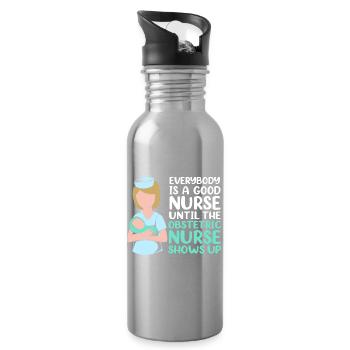 Krankenschwester Schwangerschaft Krankenhaus - Trinkflasche mit integriertem Trinkhalm - Lightsilver - Rechts