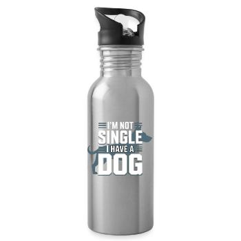 I'm Not Single – I Have a Dog - Trinkflasche mit integriertem Trinkhalm - Lightsilver - Rechts