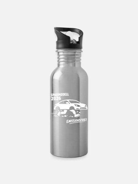 Sparmodell 2026 Emissionsfreies Auto - Trinkflasche mit integriertem Trinkhalm - Lightsilver