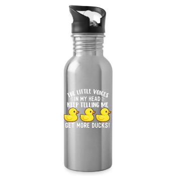 Kleine Stimmen sagen: Fang mehr Enten, lustiges Zitat: - Trinkflasche mit integriertem Trinkhalm - Lightsilver - Rechts