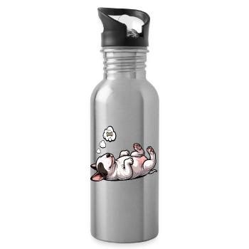 Miniatur Bullterrier Bully Bullterrierbesitzer - Trinkflasche mit integriertem Trinkhalm - Lightsilver - Rechts