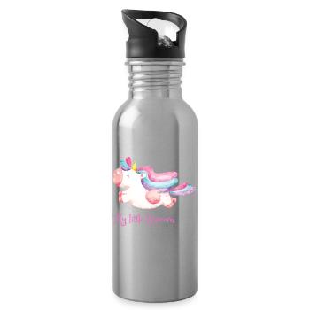Mon petit arc-en-ciel licorne - Gourde avec paille intégrée - argent clair - Droite