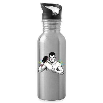 Table Tennis Table Ping Pong Ball Sports Smashing - Water bottle with straw - silver - Right