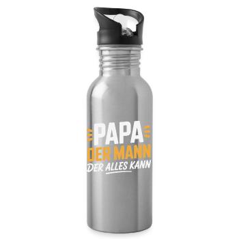 Papa Der Mann Der Alles Kann Geschenk - Trinkflasche mit integriertem Trinkhalm - Lightsilver - Rechts