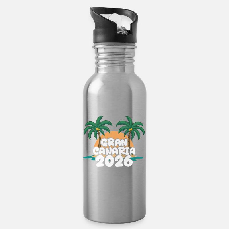 Gran Canaria 2026 - Water bottle with straw - silver
