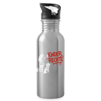 Kinderrechte Graffiti weiß und roter Schrift - Trinkflasche mit integriertem Trinkhalm - Lightsilver - Rechts