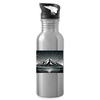 Mountains - Water bottle with straw - silver - Right
