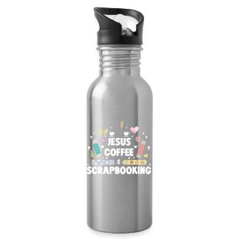 Jesus Coffee Scrapbooking - Water bottle with straw - silver - Right