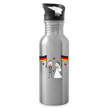 Couple de mariés Drapeau allemand - Gourde avec paille intégrée - argent clair - Droite