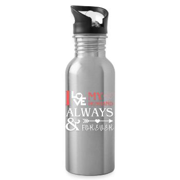 Ich liebe das romantische Geschenk meines Mannes - Trinkflasche mit integriertem Trinkhalm - Lightsilver - Rechts