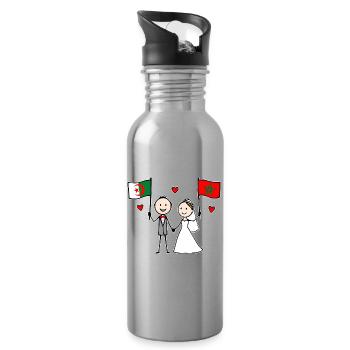 Couple marié Algérie Drapeau du Maroc - Gourde avec paille intégrée - argent clair - Droite