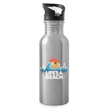 Life's A Beach Sonnenuntergang Wellen - Trinkflasche mit integriertem Trinkhalm - Lightsilver - Rechts