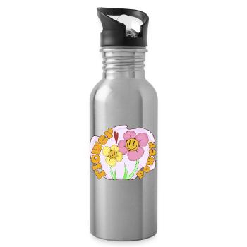 Flower Power  - Trinkflasche mit integriertem Trinkhalm - Lightsilver - Rechts