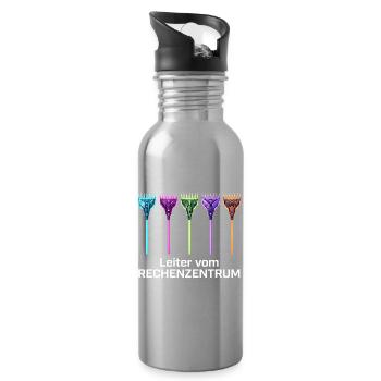 Landschaftsbauer Garten Schrebergarten - Trinkflasche mit integriertem Trinkhalm - Lightsilver - Rechts