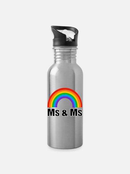 Lesbische Hochzeit - Trinkflasche mit integriertem Trinkhalm - Lightsilver