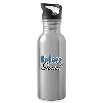 Kollege Genial Geschenk - Trinkflasche mit integriertem Trinkhalm - Lightsilver - Rechts