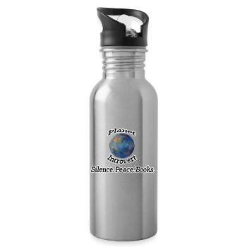 Planet Introvert Nerd, Fun, Geschenk Sprüche, Buch - Trinkflasche mit integriertem Trinkhalm - Lightsilver - Rechts
