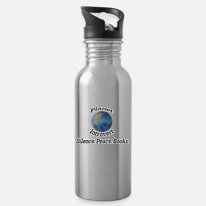 Planet Introvert Nerd, Fun, Geschenk Sprüche, Buch - Trinkflasche mit integriertem Trinkhalm - Lightsilver