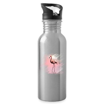 flamant - Gourde avec paille intégrée - argent clair - Droite