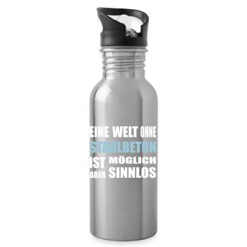 Concrete, reinforced concrete, for construction workers, cement, construction - Water bottle with straw - silver - Right