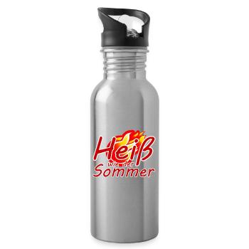 Sommer heiß HItze Spruch - Trinkflasche mit integriertem Trinkhalm - Lightsilver - Rechts