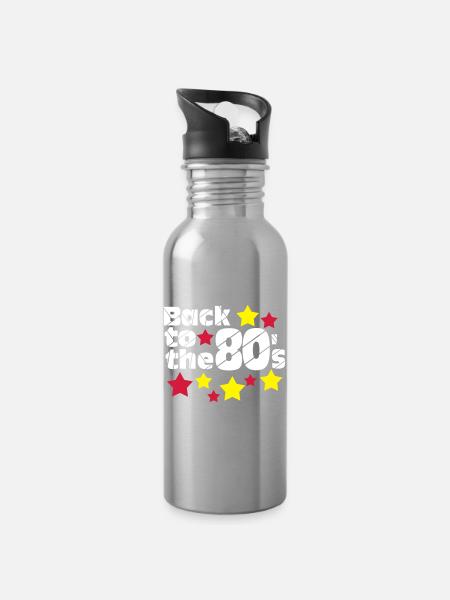 80er Party,Fun Shirt,Back to the 80s..(25) - Trinkflasche mit integriertem Trinkhalm - Lightsilver