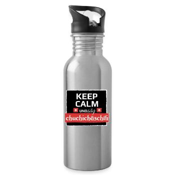 KeepCalm und Schweizerdeutsch - Trinkflasche mit integriertem Trinkhalm - Lightsilver - Rechts