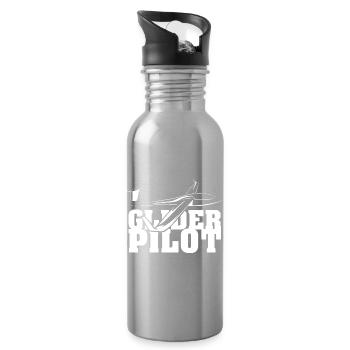 glider pilot symbol friends team Segelflug fliegen - Trinkflasche mit integriertem Trinkhalm - Lightsilver - Rechts